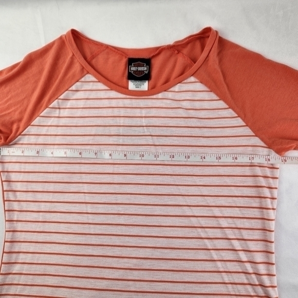 Harley Davidson Womens Size Large 3/4 Sleeve Melon and White Striped El Paso, Tx - Picture 2 of 7